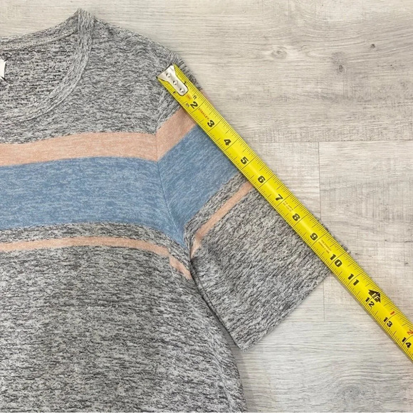 Lou & Grey M Jersey Knit Striped Fit and Flare Dress Grey and Pink Midi Dress - Picture 13 of 17